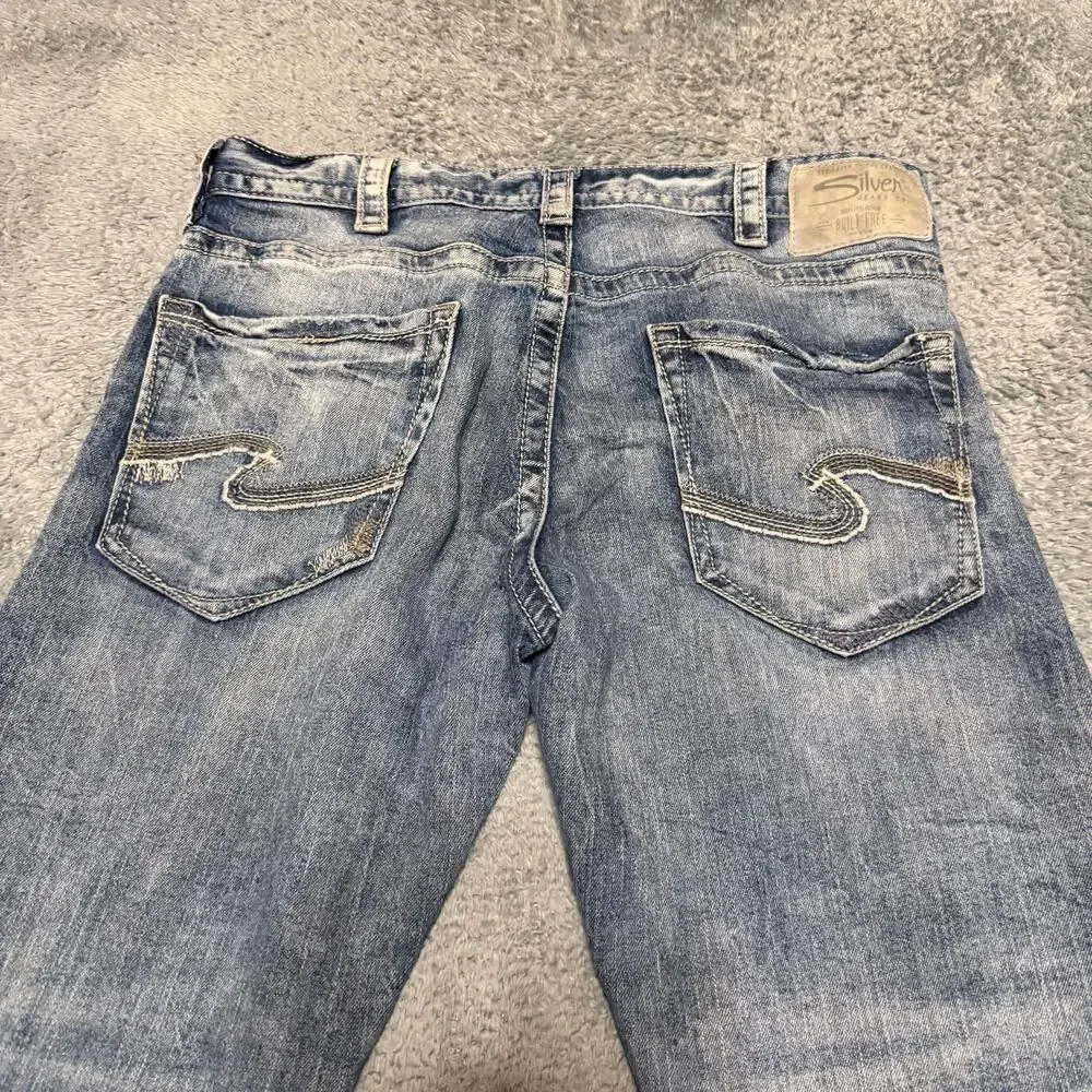 Silver Jeans Mens 34 x30 Blue Eddie Relaxed Fit Slim Straight Leg Stretch Cotton